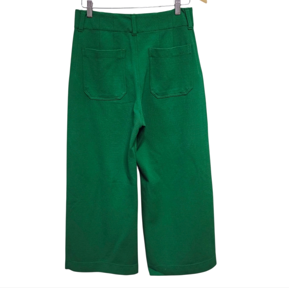 Anthropologie Maeve The Colette Cropped Wide Leg Pants Kelly Green 30 - Picture 5 of 10